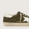 Men’s Super-Star in olive-green suede with white leather star