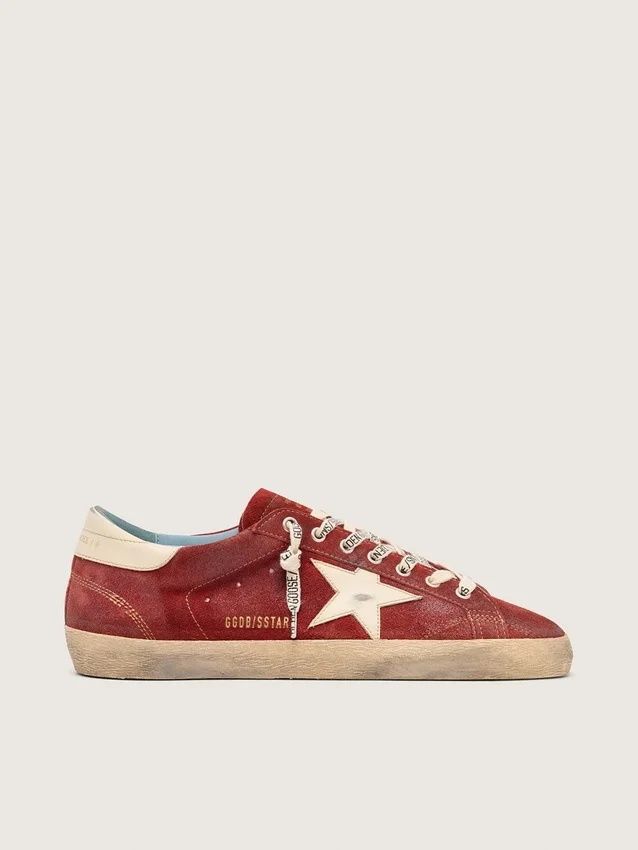 Men’s Super-Star in red suede with cream leather star