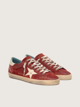 Men’s Super-Star in red suede with cream leather star