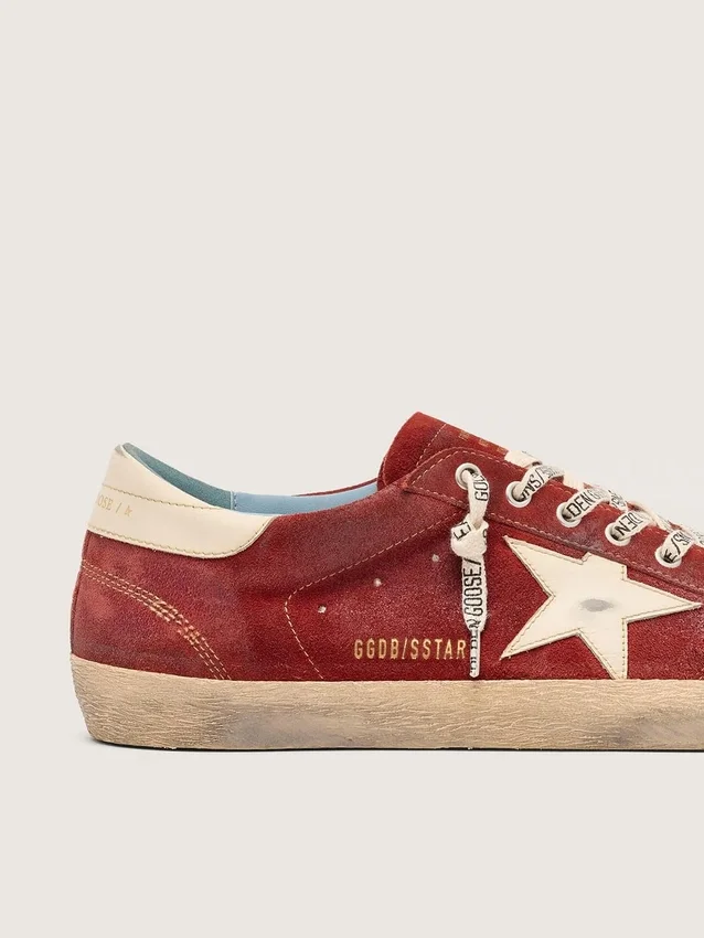 Men’s Super-Star in red suede with cream leather star