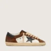 Men's Super-Star in white leather and brown suede with black leather star
