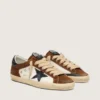 Men's Super-Star in white leather and brown suede with black leather star