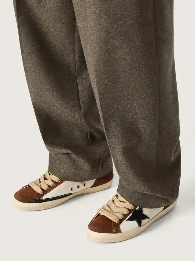 Men's Super-Star in white leather and brown suede with black leather star