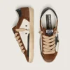 Men's Super-Star in white leather and brown suede with black leather star