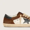 Men's Super-Star in white leather and brown suede with black leather star