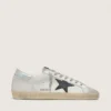 Men's Super-Star in white leather with black nubuck star and silver metallic leather heel tab