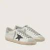 Men's Super-Star in white leather with black nubuck star and silver metallic leather heel tab