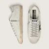 Men's Super-Star in white leather with black nubuck star and silver metallic leather heel tab