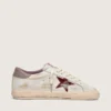 Men’s Super-Star in white leather with burgundy laminated leather star