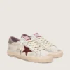 Men’s Super-Star in white leather with burgundy laminated leather star