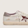 Men’s Super-Star in white leather with burgundy laminated leather star