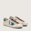 Men's Super-Star in white leather with turquoise suede star