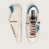 Men's Super-Star in white leather with turquoise suede star