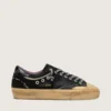 Men's Super-Star LAB in black laminated suede and nylon with raised star and laces with crystals