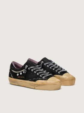 Men’s Super-Star LAB in black laminated suede and nylon with raised star and laces with crystals