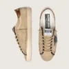 Men's Super-Star LTD in beige canvas with black leather star
