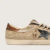 Men's Super-Star LTD in beige canvas with black leather star