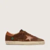 Men’s Super-Star LTD in brown suede with brick-red leather star and embroidery with green beads