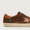 Men’s Super-Star LTD in brown suede with brick-red leather star and embroidery with green beads