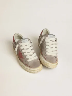 Men’s Super-Star LTD in gray suede with red waxed suede star and heel tab