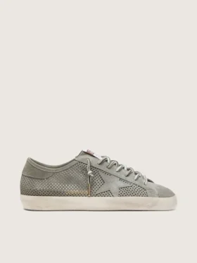 Men's Super-Star LTD in green perforated suede with matching suede star