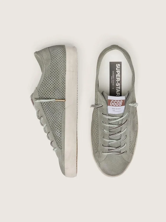 Men's Super-Star LTD in green perforated suede with matching suede star