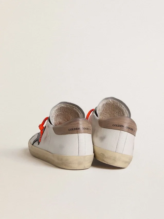 Men's Super-Star LTD in leather with black leather star and beige leather heel tab