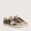 Men’s Super-Star LTD in olive-green suede with cream embroidered star