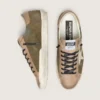 Men’s Super-Star LTD in olive-green suede with cream embroidered star