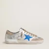 Men's Super-Star LTD in silver metallic suede with leather star and suede heel tab