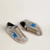Men's Super-Star LTD in silver metallic suede with leather star and suede heel tab