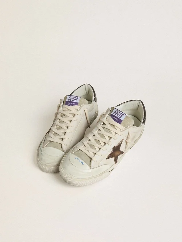 Men's Super-Star LTD in suede with brown leather star and metallic leather heel tab