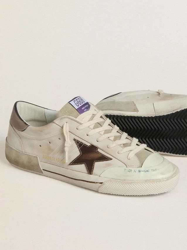 Men's Super-Star LTD in suede with brown leather star and metallic leather heel tab
