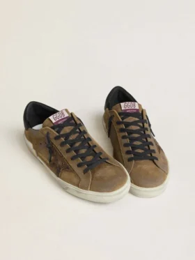 Men’s Super-Star LTD in waxed suede with python-print star and nappa leather heel tab