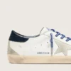 Men's Super-Star LTD in white leather with suede star and blue leather heel tab
