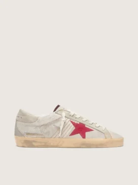Men’s Super-Star LTD in white pony skin with red suede star