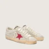 Men’s Super-Star LTD in white pony skin with red suede star