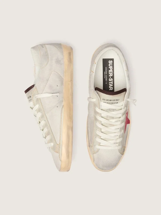 Men’s Super-Star LTD in white pony skin with red suede star