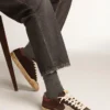Men's Super-Star Penstar in brown suede with a platinum star