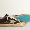 Men's Super-Star Penstar in brown suede with a platinum star