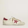 Men's Super-Star with red leather star and beige suede inserts