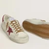 Men's Super-Star with red leather star and beige suede inserts