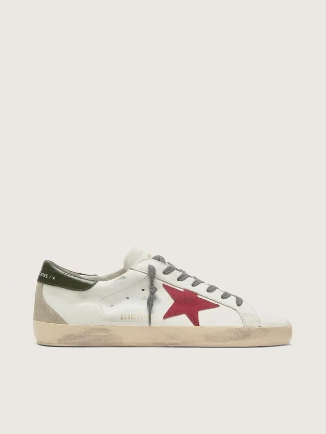 Men's Super-Star with red suede star and green leather heel tab