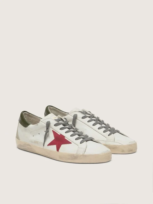 Men's Super-Star with red suede star and green leather heel tab