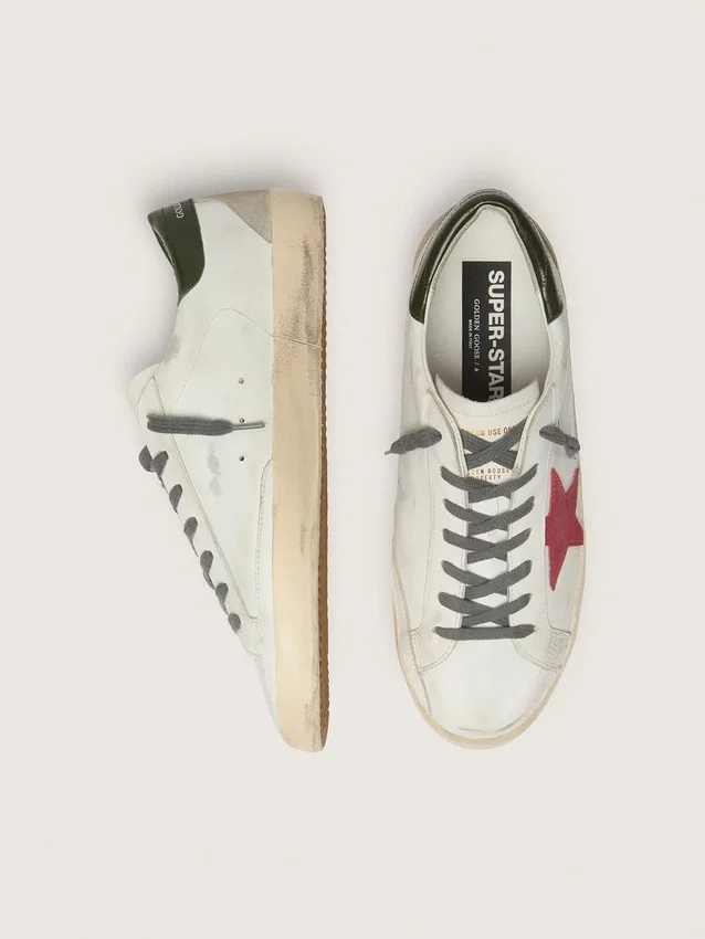 Men's Super-Star with red suede star and green leather heel tab