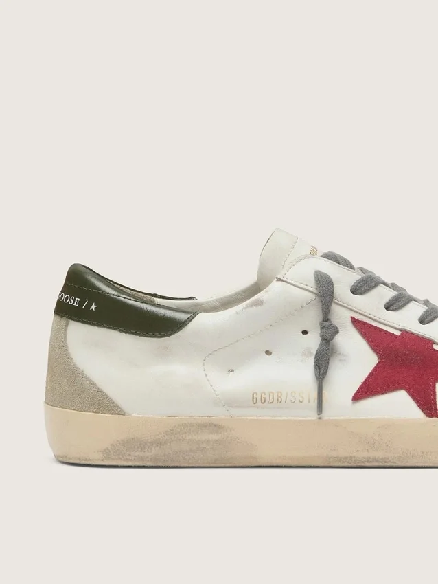 Men's Super-Star with red suede star and green leather heel tab