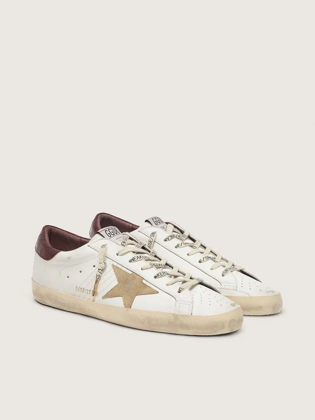Men's Super-Star with sand suede star and red croc-print leather heel tab
