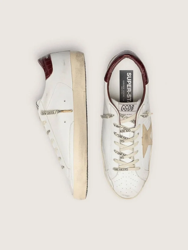 Men's Super-Star with sand suede star and red croc-print leather heel tab