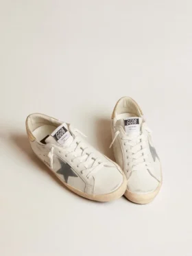 Men’s Super-Star with suede star and platinum snake-print leather heel tab