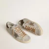 Men's Super-Star with tobacco-colored croc-print leather star and black leather heel tab